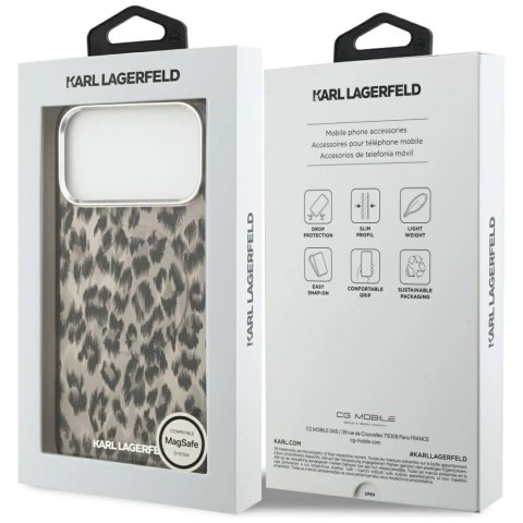 Etui Karl Lagerfeld IML Leopard Pattern MagSafe do iPhone 17 Pro Max - brązowe