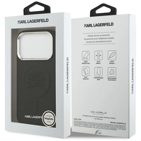 Etui Karl Lagerfeld Initial & Metal Logo MagSafe do iPhone 17 Pro - czarne