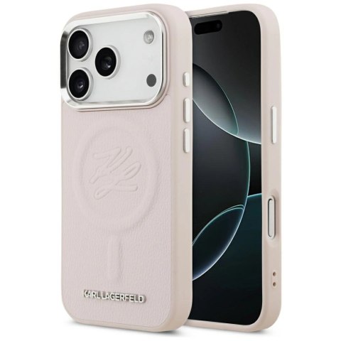 Etui Karl Lagerfeld Initial & Metal Logo MagSafe do iPhone 17 Pro - różowe