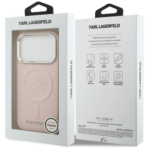 Etui Karl Lagerfeld Initial & Metal Logo MagSafe do iPhone 17 Pro - różowe