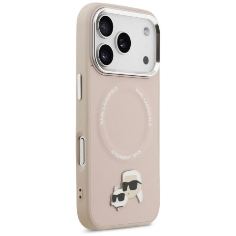 Etui Karl Lagerfeld Karl & Choupette Pins MagSafe do iPhone 17 Pro Max - różowe