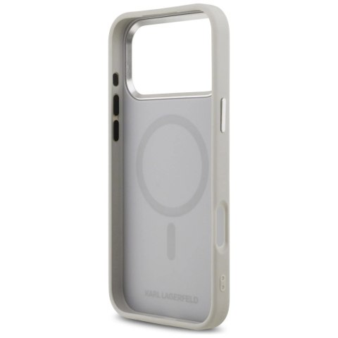 Etui Karl Lagerfeld Karl & Choupette Pins MagSafe do iPhone 17 Pro Max - szare