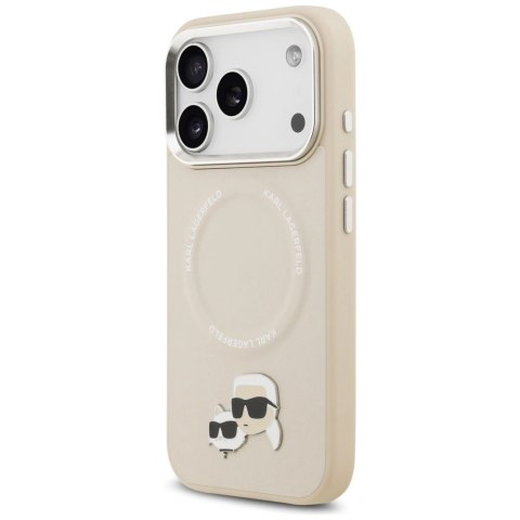 Etui Karl Lagerfeld Karl & Choupette Pins MagSafe do iPhone 17 Pro - beżowe