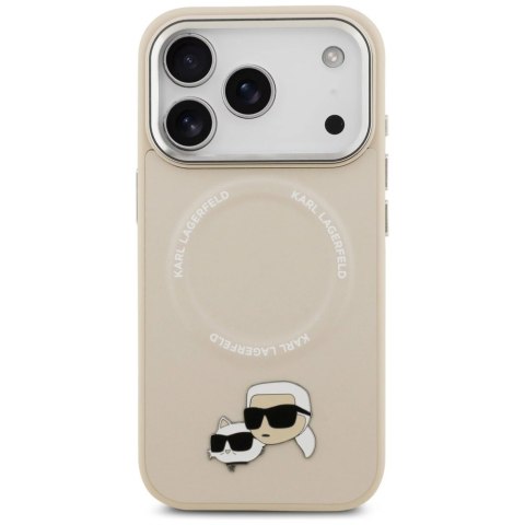 Etui Karl Lagerfeld Karl & Choupette Pins MagSafe do iPhone 17 Pro - beżowe