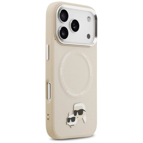 Etui Karl Lagerfeld Karl & Choupette Pins MagSafe do iPhone 17 Pro - beżowe