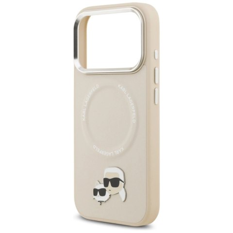 Etui Karl Lagerfeld Karl & Choupette Pins MagSafe do iPhone 17 Pro - beżowe