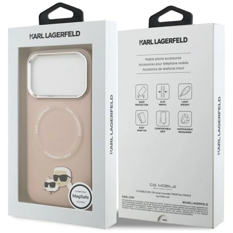 Etui Karl Lagerfeld Karl & Choupette Pins MagSafe do iPhone 17 Pro - różowe