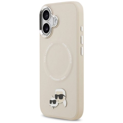 Etui Karl Lagerfeld Karl & Choupette Pins MagSafe do iPhone 17 - beżowe