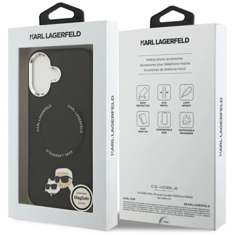 Etui Karl Lagerfeld Karl & Choupette Pins MagSafe do iPhone 17 - czarne