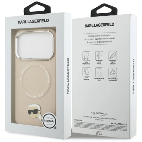 Etui Karl Lagerfeld Karl Pin MagSafe do iPhone 17 Pro - beżowe