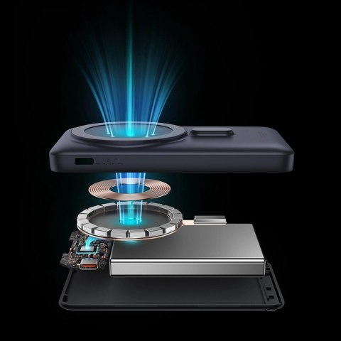 Powerbank Baseus Magnetic Bracket 10000mAh 20W z MagSafe - ciemnoniebieski + kabel USB-C 60W 0.5m