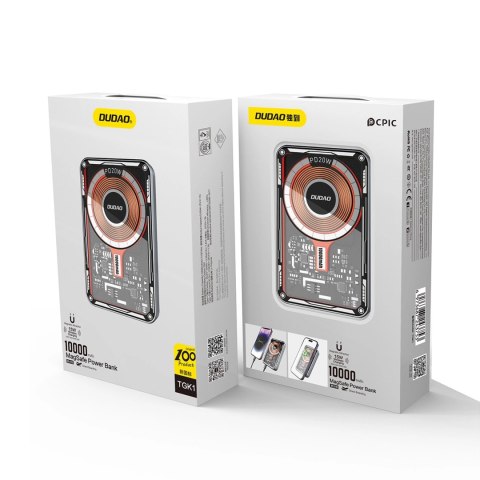 Dudao TGK1 powerbank z ładowarką bezprzewodową MagSafe 20W 10000mAh czarny (TGK1-czarny)