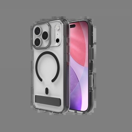 Etui ZAGG Santa Cruz Snap KS MagSafe z podstawką na iPhone 17 Pro - przezroczysto-czarne