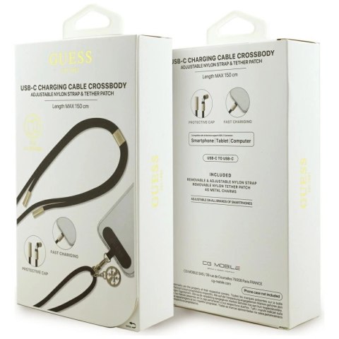 Kabel Guess CBDY 4G Charm USB-C / USB-C 150cm - czarny