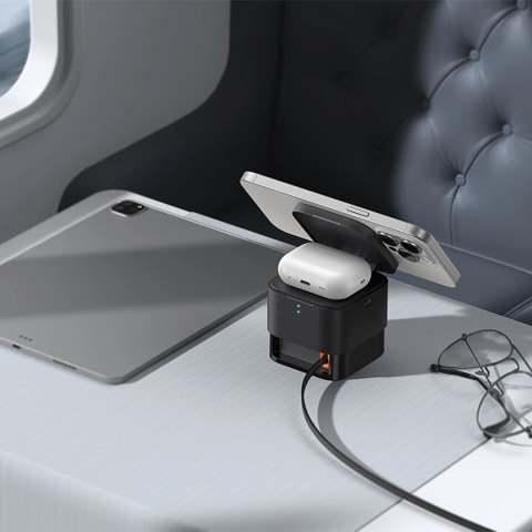 Ładowarka indukcyjna Baseus MagPro 3w1 25W kompatybilna z MagSafe do telefonu i smartwatcha - czarna