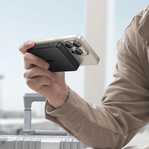 Powerbank Baseus Airpow II 10000mAh Qi2 z MagSafe 22,5W z kablem Baseus Simple Series USB-C - USB-C 20V/3A (30cm) - czarny