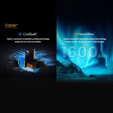 Projektor multimedialny Yaber K3 LCD FullHD 1080p z głosnikami JBL - czarny