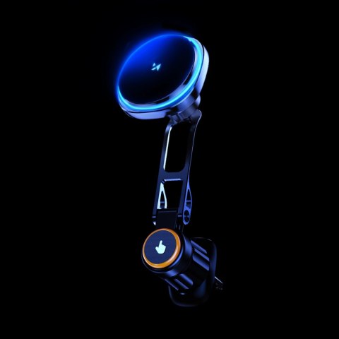 Uchwyt samochodowy Wozinsky WCT5-6S2Y z ładowarką indukcyjną Qi/MagSafe 15W z wentylatorem na kratkę nawiewu - czarny