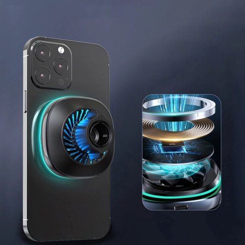 Uchwyt samochodowy Wozinsky WCT5-6S2Y z ładowarką indukcyjną Qi/MagSafe 15W z wentylatorem na kratkę nawiewu - czarny