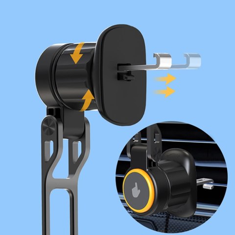 Uchwyt samochodowy Wozinsky WCT5-6S2Y z ładowarką indukcyjną Qi/MagSafe 15W z wentylatorem na kratkę nawiewu - czarny