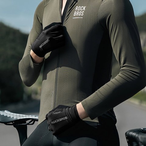 Rękawiczki rowerowe Rockbros wiosna/lato/jesień, pełne, rozmiar: M - czarne