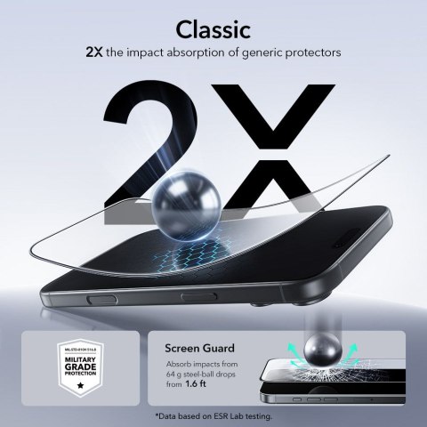 SZKŁO HARTOWANE ESR ULTRAFIT TEMPERED GLASS 2-PACK IPHONE 17 PRO BLACK