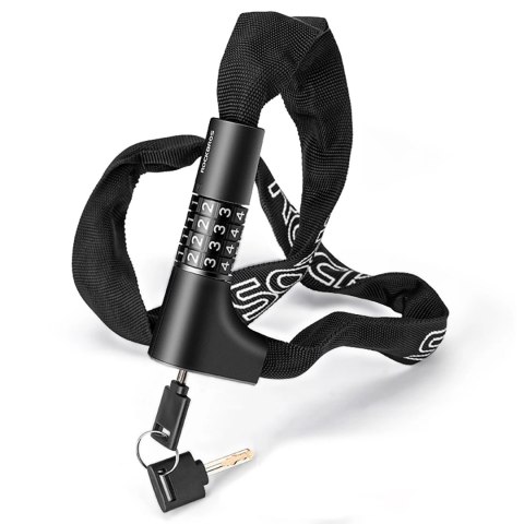 Zapięcie rowerowe Rockbros 3230002001 na szyfr i klucz - czarne