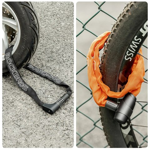 Zapięcie rowerowe Rockbros 3230002001 na szyfr i klucz - czarne