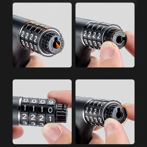 Zapięcie rowerowe Rockbros 3230002001 na szyfr i klucz - czarne