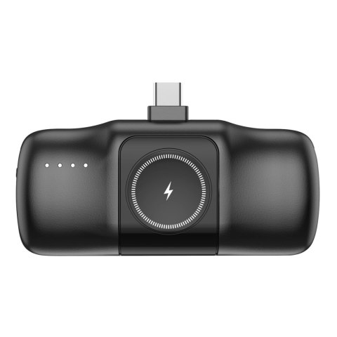 Mini powerbank Wozinsky WF16-YCS 5000mAh 15W USB-C z wbudowanym kablem USB-C i ładowarką do Apple Watch - czarny