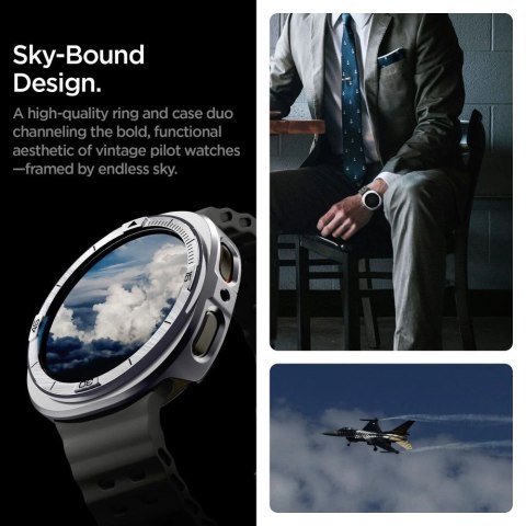 Nakładka Spigen Bezel Tune Pro Pilot na Samsung Galaxy Watch 8 44 mm - srebrna