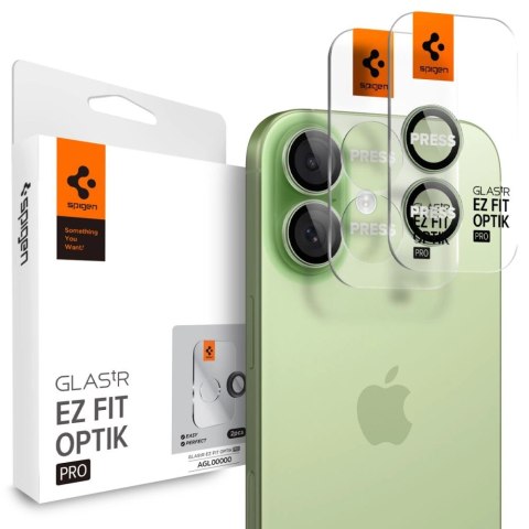 Osłona aparatu Spigen Optik Pro GLAS.TR "EZ FIT" 2-pack na iPhone 16 / 16 Plus / 17 - zielona