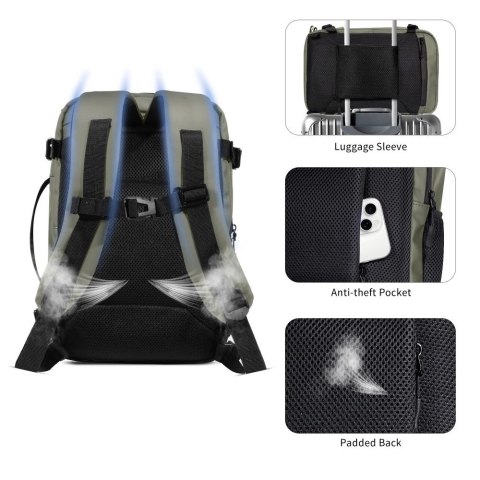 Plecak Tech-Protect Defender S50 do Ryanair & Wizzar, na laptopa 20L - oliwkowy