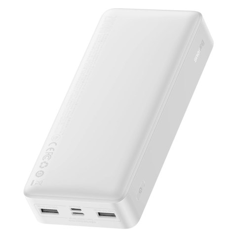 Baseus Bipow powerbank z szybkim ładowaniem 20000mAh 15W biały (Overseas Edition) + kabel USB-A - Micro USB 0.25m biały (PPBD050