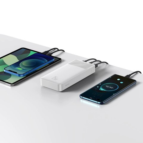 Baseus Bipow powerbank z szybkim ładowaniem 20000mAh 15W biały (Overseas Edition) + kabel USB-A - Micro USB 0.25m biały (PPBD050