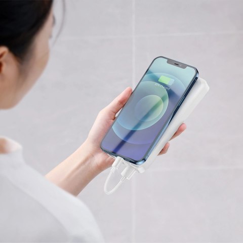 Baseus Bipow powerbank z szybkim ładowaniem 20000mAh 15W biały (Overseas Edition) + kabel USB-A - Micro USB 0.25m biały (PPBD050