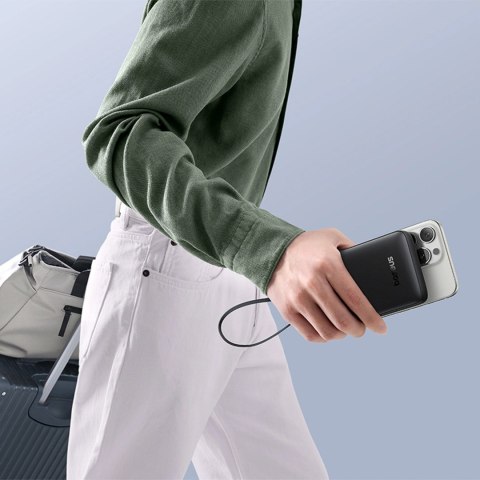 Powerbank Baseus Bipow 2 10000mah 20W z cyfrowym wyświetlaczem z wbudowanym kablem USB-C - czarny