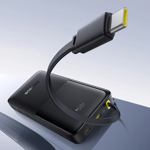 Powerbank Baseus Bipow 2 10000mah 20W z cyfrowym wyświetlaczem z wbudowanym kablem USB-C - czarny