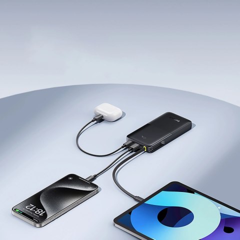 Powerbank Baseus Bipow 2 10000mah 20W z cyfrowym wyświetlaczem z wbudowanym kablem USB-C - czarny