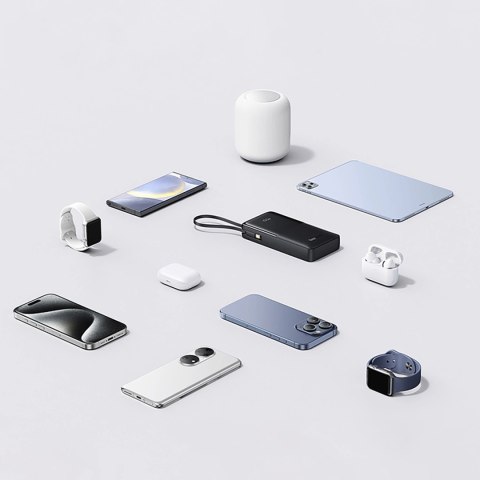 Powerbank Baseus Bipow 2 20000mah 20W z cyfrowym wyświetlaczem z wbudowanym kablem USB-C - czarny