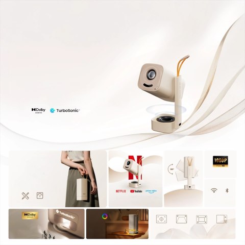 Projektor multimedialny Yaber T1 Pro przenośny ultrakompaktowy składany LCD FullHD 1080p - beżowy