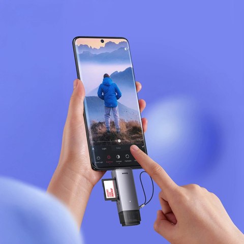 Czytnik kart Baseus Lite Series USB-A/USB-C 3.0 SD/TF - szary