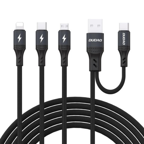 Kabel Dudao L3W USB-A/USB-C do Lightning/USB-C/MicroUSB 66W - czarny