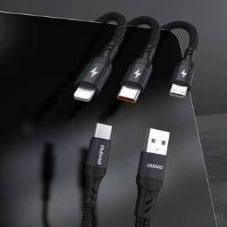 Kabel Dudao L3W USB-A/USB-C do Lightning/USB-C/MicroUSB 66W - czarny