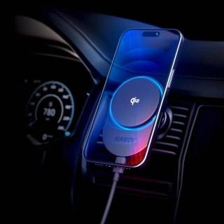 Uchwyt na telefon 3mk Hardy AeroCharger do samochodu z ładowarką indukcyjną MagSafe 15W MPP Qi2 - czarny