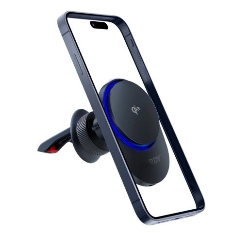 Uchwyt na telefon 3mk Hardy AeroCharger do samochodu z ładowarką indukcyjną MagSafe 15W MPP Qi2 - czarny