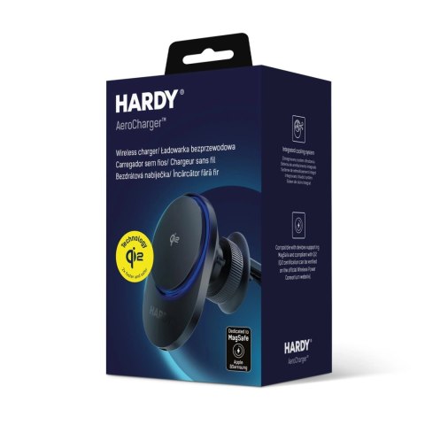 Uchwyt na telefon 3mk Hardy AeroCharger do samochodu z ładowarką indukcyjną MagSafe 15W MPP Qi2 - czarny