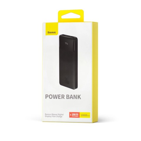 Baseus Bipow powerbank z szybkim ładowaniem 10000mAh 20W czarny (Overseas Edition) + kabel USB-A - Micro USB 0.25m czarny (PPBD0