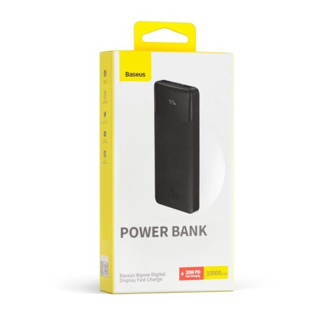 Baseus Bipow powerbank z szybkim ładowaniem 10000mAh 20W czarny (Overseas Edition) + kabel USB-A - Micro USB 0.25m czarny (PPBD0