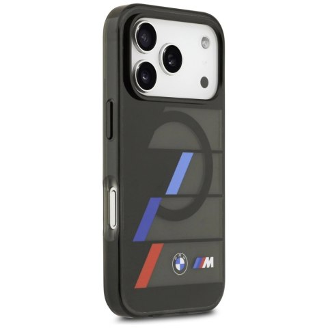 Etui BMW M IML Metal Buttons Tricolor Lines MagSafe na iPhone 17 Pro Max - czarne